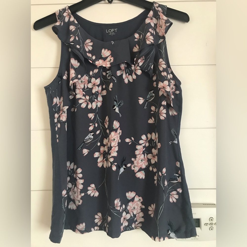 Loft Outlet sleeveless mixed media floral top